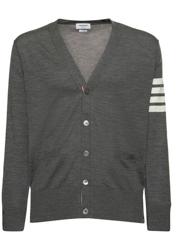 Wool Fine Knit Cardigan W/ 4 Bar