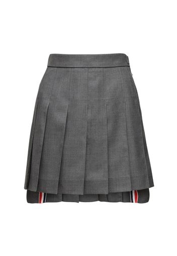 Pleated Wool Mini Skirt