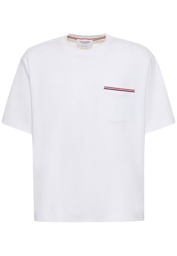 Cotton Jersey T-shirt W/ Striped Trim