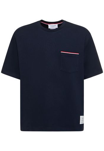 Cotton Jersey T-shirt W/ Striped Trim