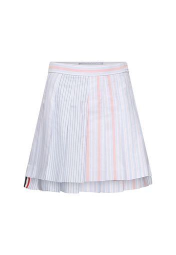 Striped Oxford Cotton Pleated Mini Skirt