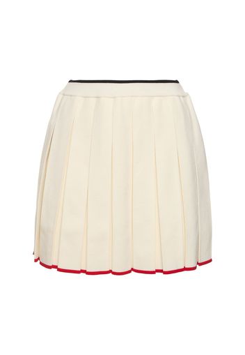 Needle Stitch Wool Pleated Mini Skirt