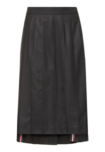 Pleated Drop Back Midi Skirt