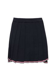 Pleated Wool Blend Knit Mini Skirt