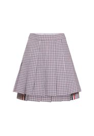 Check Printed Crepe Pleated Mini Skirt