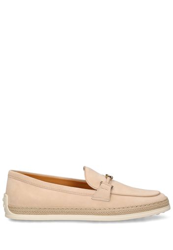 T Ring Suede & Rubber Loafers