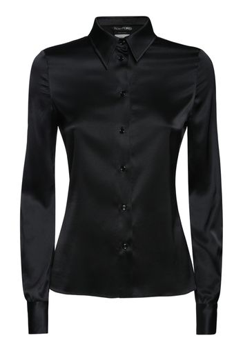 Fitted Stretch Silk Satin Shirt