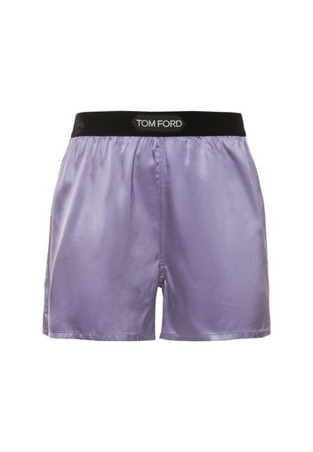 Logo Silk Satin Mini Shorts