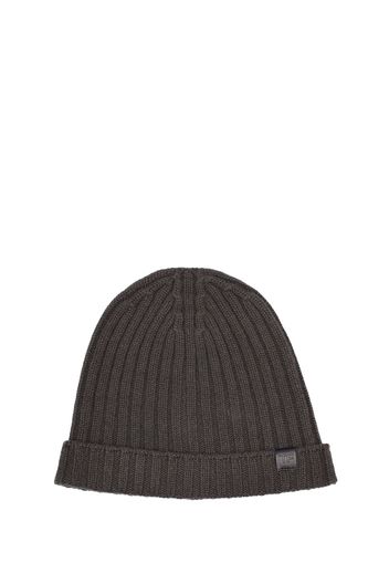 Cashmere Ribbed Beanie Hat