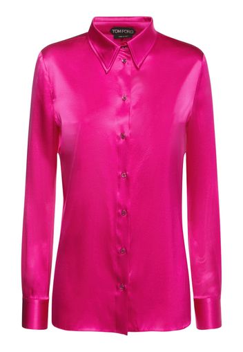 Stretch Silk Satin Fitted Shirt