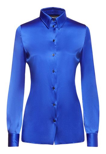 Stretch Silk Satin Fitted Shirt