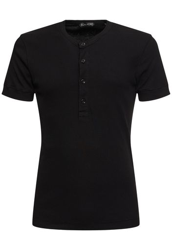 Henley Cotton & Lyocell Ribbed T-shirt