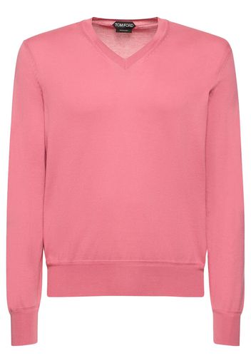 Superfine Cotton V-neck Sweater