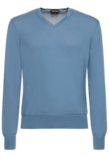 Superfine Cotton V-neck Sweater