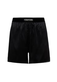 Logo Silk Satin Mini Shorts