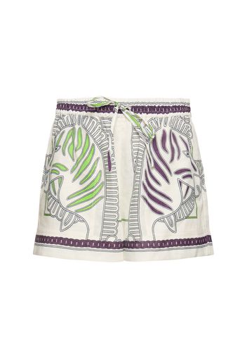 Printed Linen Camp Shorts