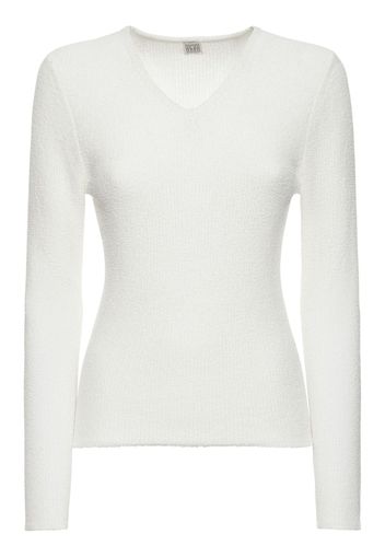 Paper-yarn Bouclé Knit Top