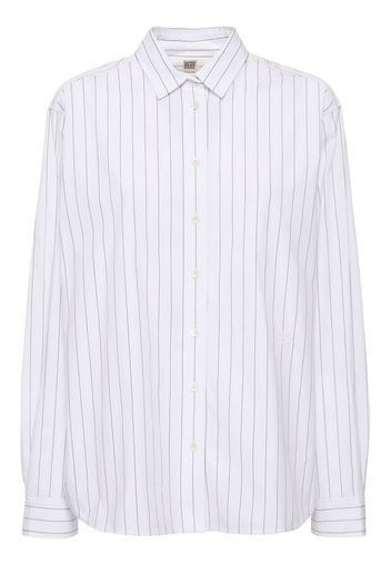 Striped Half-placket Cotton Shirt