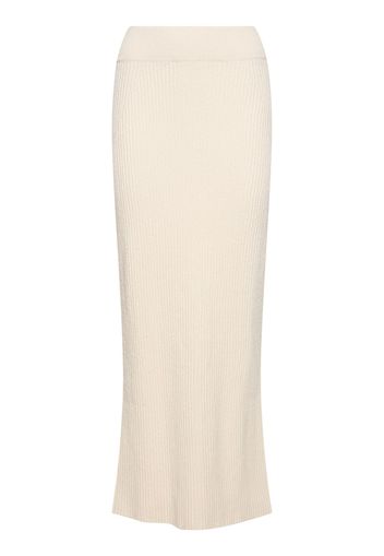 Bouclé Knit Cotton Blend Long Skirt