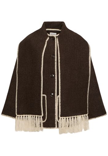 Embroidered Wool Scarf Jacket