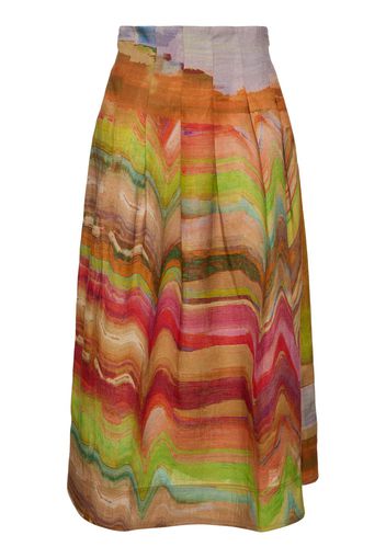 Alessandra Printed Linen Long Skirt