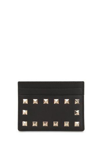 Rockstud Embellished Leather Card Holder