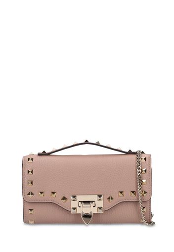 Rockstud Grained Leather Shoulder Bag