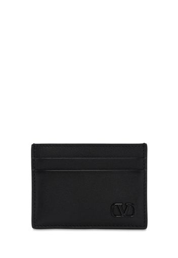 Metal Logo & Leather Card Holder