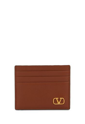 Metal Logo & Leather Card Holder