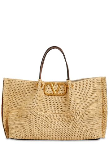 Medium Vlogo Viscose & Leather Tote Bag