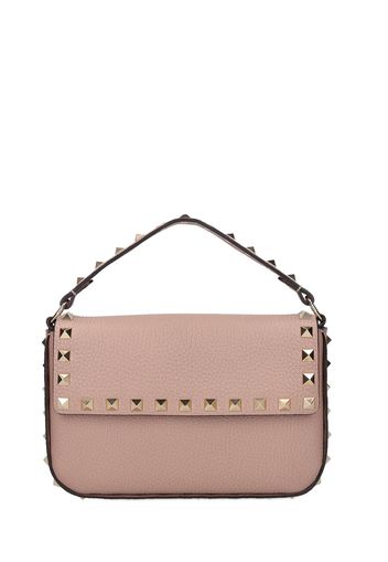 Small Leather Rockstud Top Handle Bag