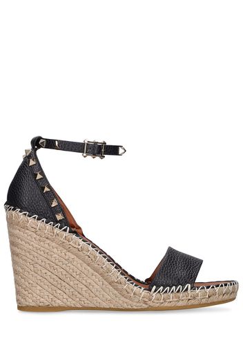 105mm Rockstud Leather Wedges