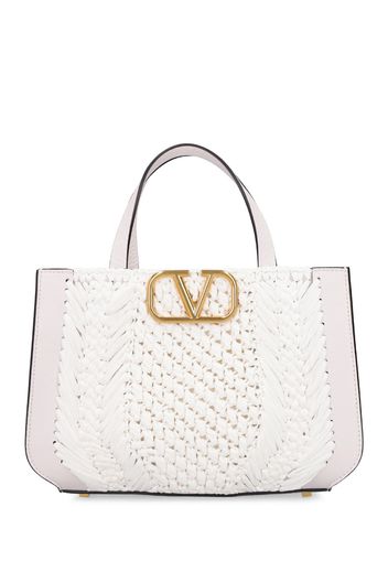 Vlogo Signature Crochet Raffia Tote Bag