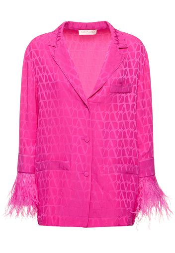 Logo Jacquard Silk Shirt W/feathers