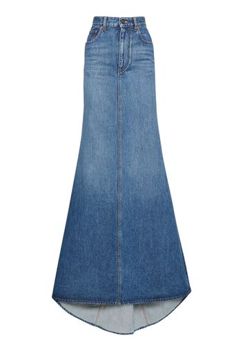 High Waist Denim Long Skirt