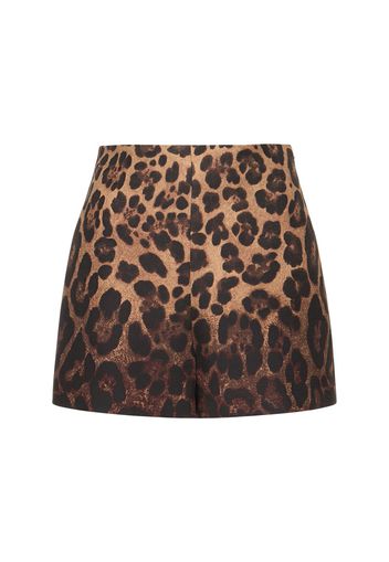 Leo Print Crepe Couture High Rise Shorts