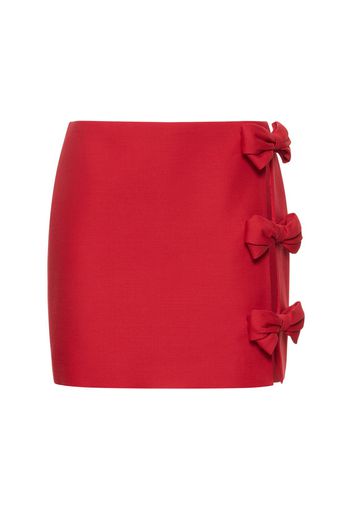 Wool & Silk Crepe Mini Skirt W/bows