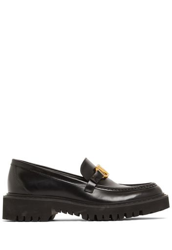 15mm Vlogo Brushed Leather Loafers