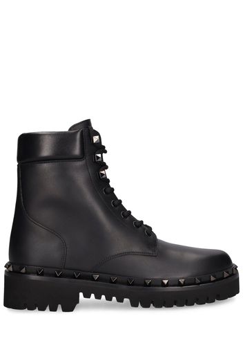 50mm Rockstud Leather Combat Boots