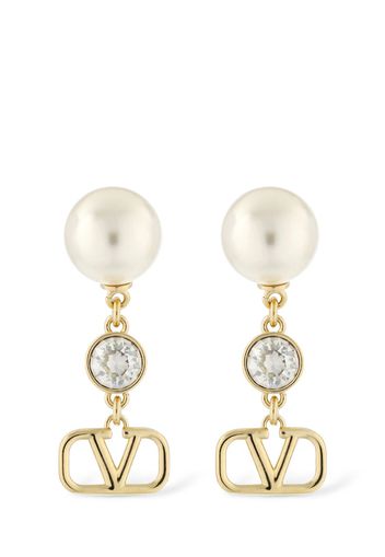 V Logo Signature Faux Pearl Earrings