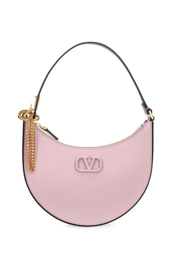 Mini V Logo Signature Leather Hobo Bag