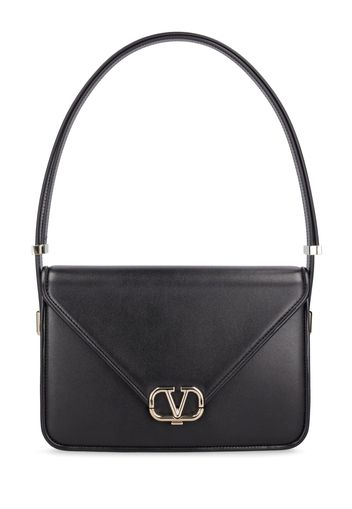 V Logo Leather Shoulder Bag