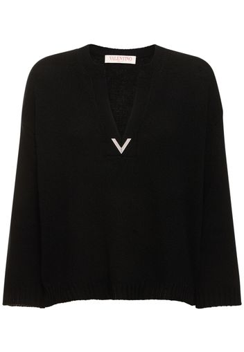 Wool Knit V-neck Sweater