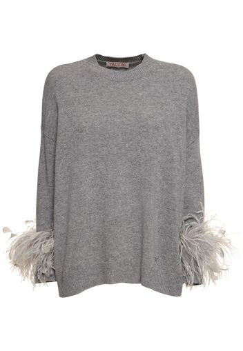 Wool Knit Sweater W/feathers