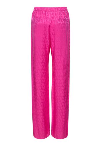 Silk Jacquard Logo Straight Pants