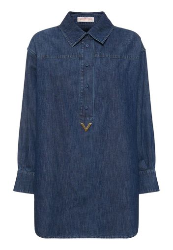 Denim Cotton Shirt Mini Dress