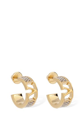 V Logo Signature Strass Hoop Earrings