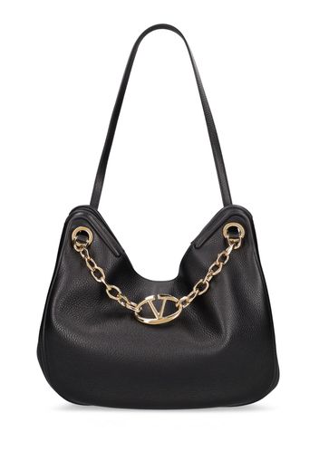 V Logo Gate Leather Tote Bag