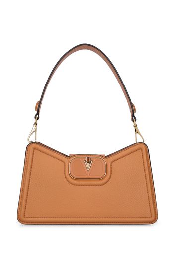 V Logo Leather Shoulder Bag