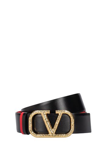 40mm V Logo Reversible Leather Belt